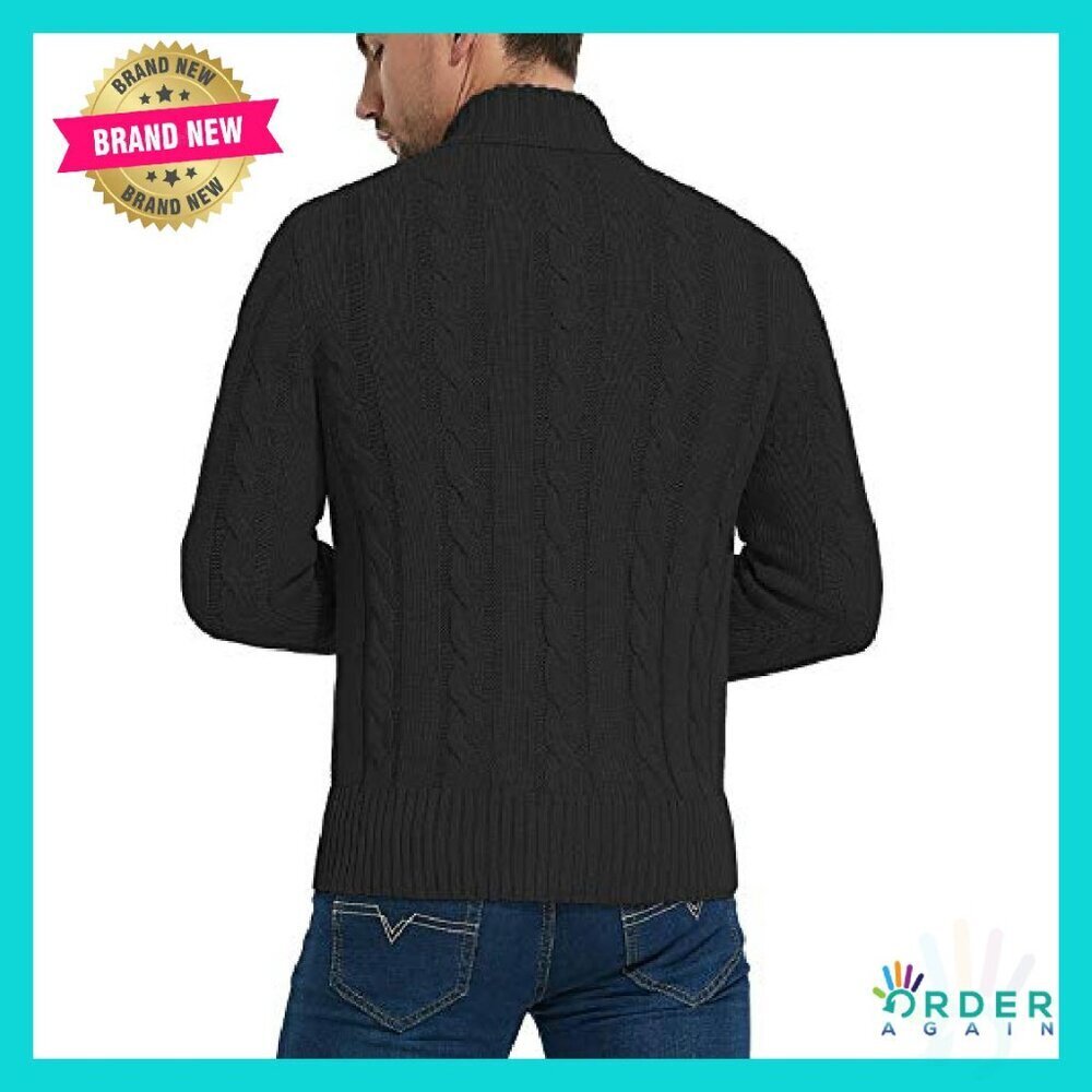 Long Sleeve Cable Knit Cardigan Slim Fit Classic Vintage Y2K Minimal Chic - Picture 6 of 8